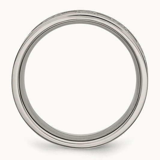 Titanium Brushed Center 8mm Scroll Design Band