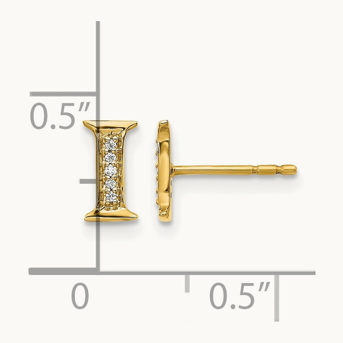 Diamond Earrings — 14K Yellow Gold, 8mm, I