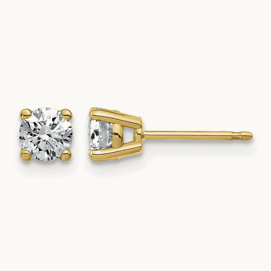 Round Angled Stud Earrings, 0.50-4.00 ct tw Lab-Grown Diamond — 5/8 ct, 14K Yellow Gold