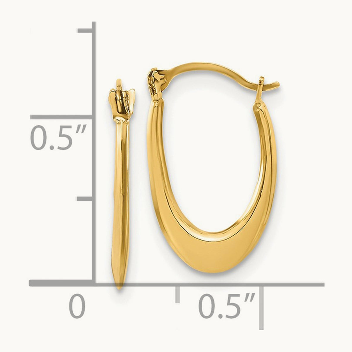 Polished Hollow U-Shaped Hoops, 14K