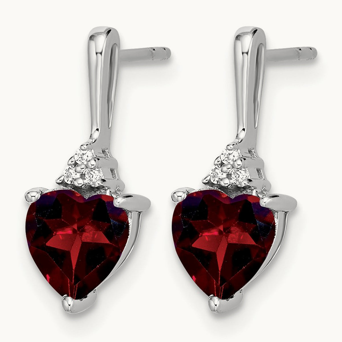 Garnet and Diamond Heart Earrings — photo set