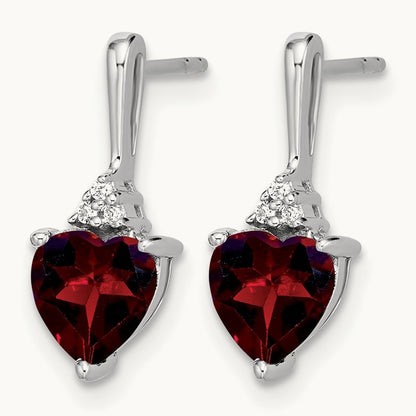 Garnet and Diamond Heart Earrings — photo set