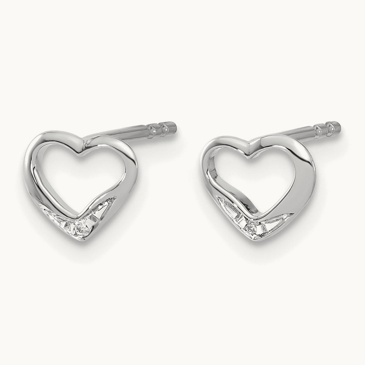 Diamond Heart Post Earrings — photo set