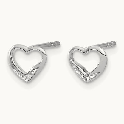 Diamond Heart Post Earrings — photo set