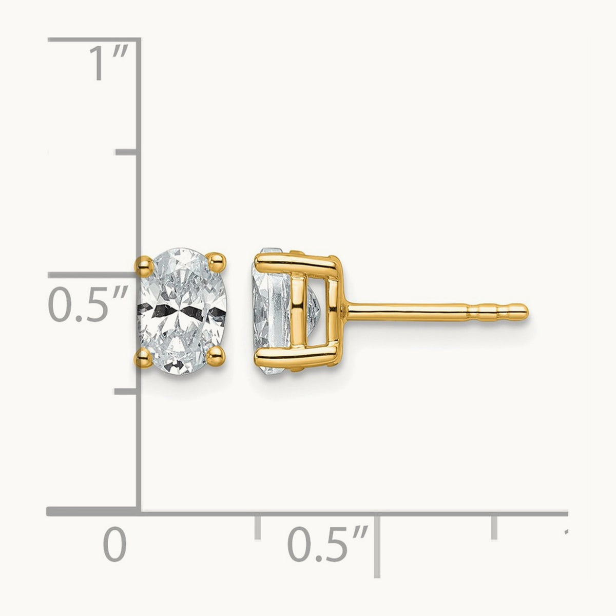 Oval Four-Prong Stud Earrings, 0.50-6.00 ct tw Lab-Grown Diamond — 1 ct, 14K Yellow Gold