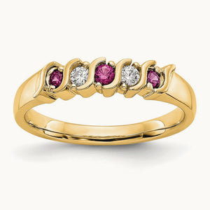 Diamond with Ruby Band — 14K Yellow Gold, 0.09 ct, 7