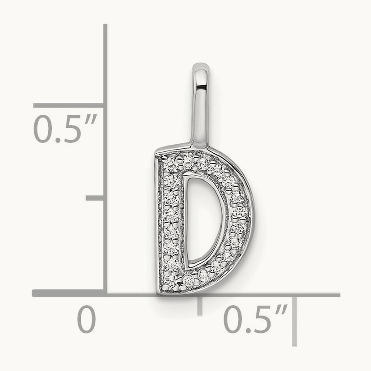 Diamond Letter D Initial Pendant, 14K White Gold