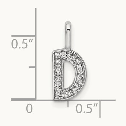 Diamond Letter D Initial Pendant, 14K White Gold