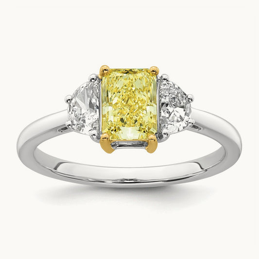 Radiant Vivid Yellow & Half Moon Ring, 1.50-4.75 ct tw Lab-Grown Diamond