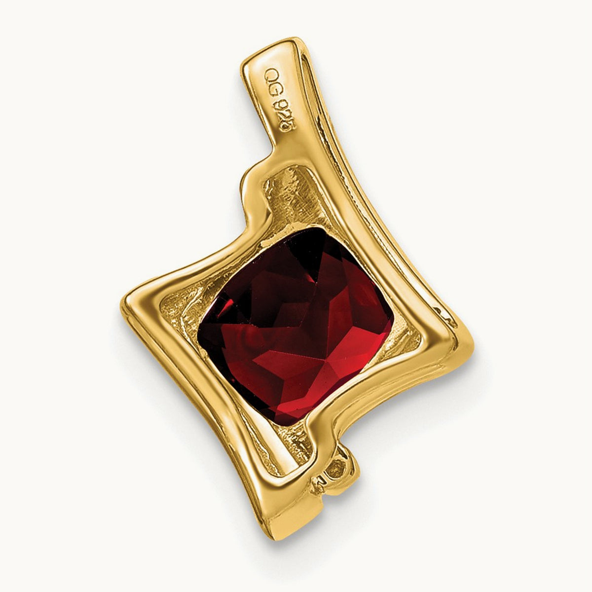 Garnet and Diamond Pendant — 14K Yellow Gold