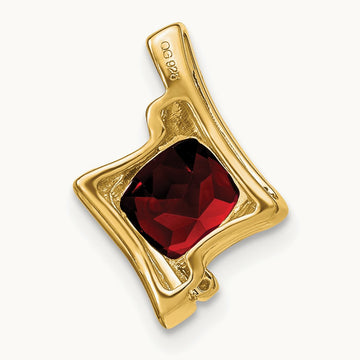 Garnet and Diamond Pendant — 14K Yellow Gold