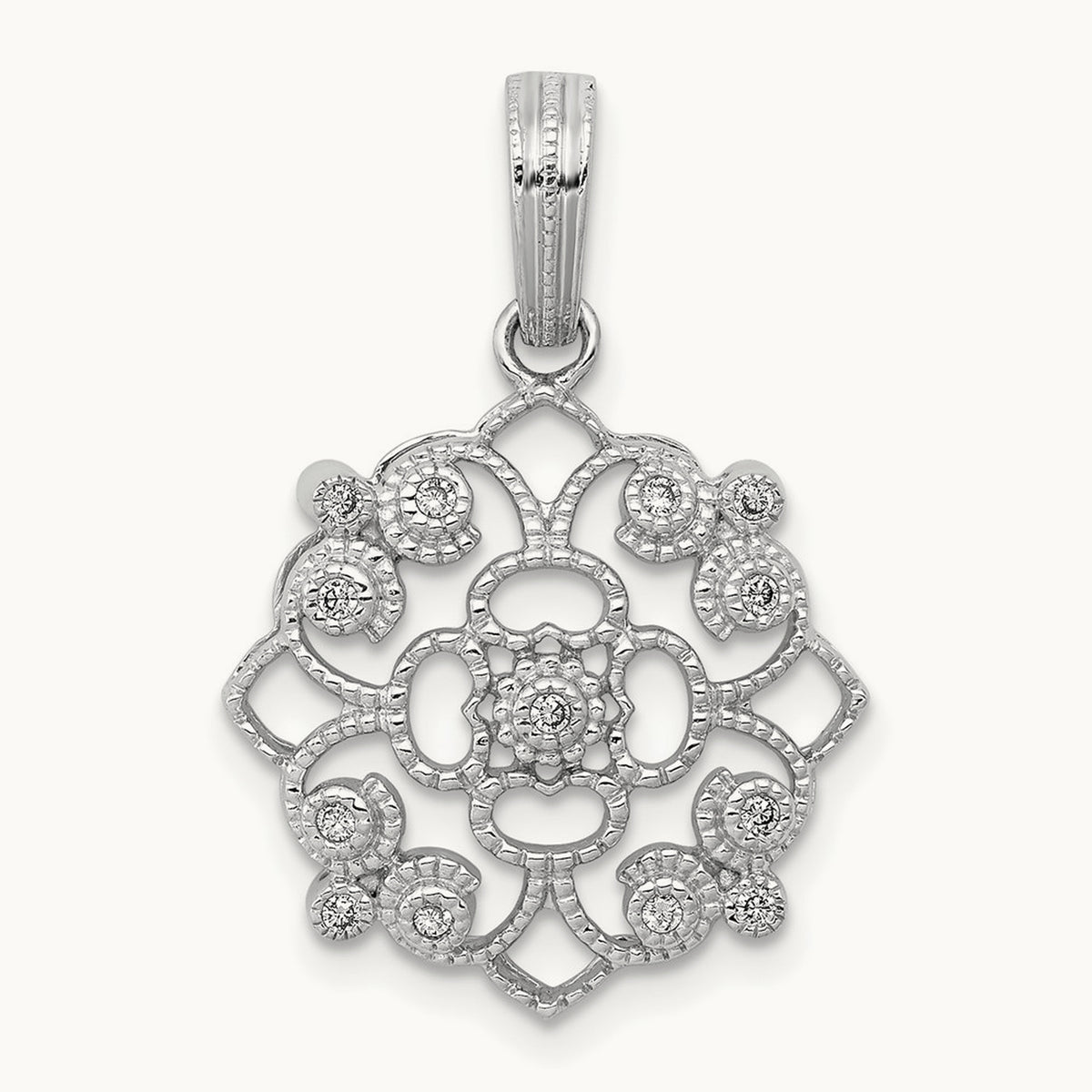 Fancy 1/15ct. Diamond Vintage Pendant, 14K White Gold