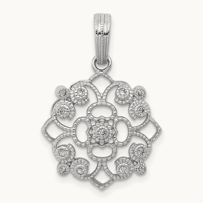 Fancy 1/15ct. Diamond Vintage Pendant, 14K White Gold