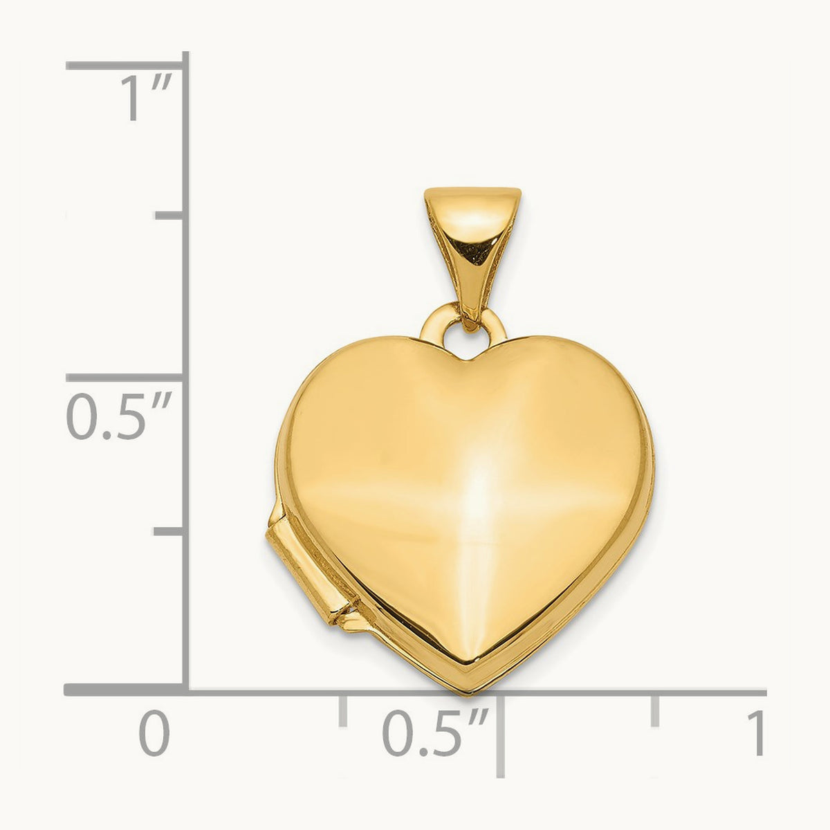 Plain Heart Locket, 15mm, 14K