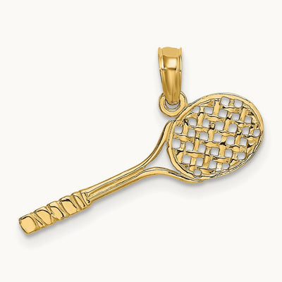 Solid Polished 3-D Tennis Racquet Charm — photo set