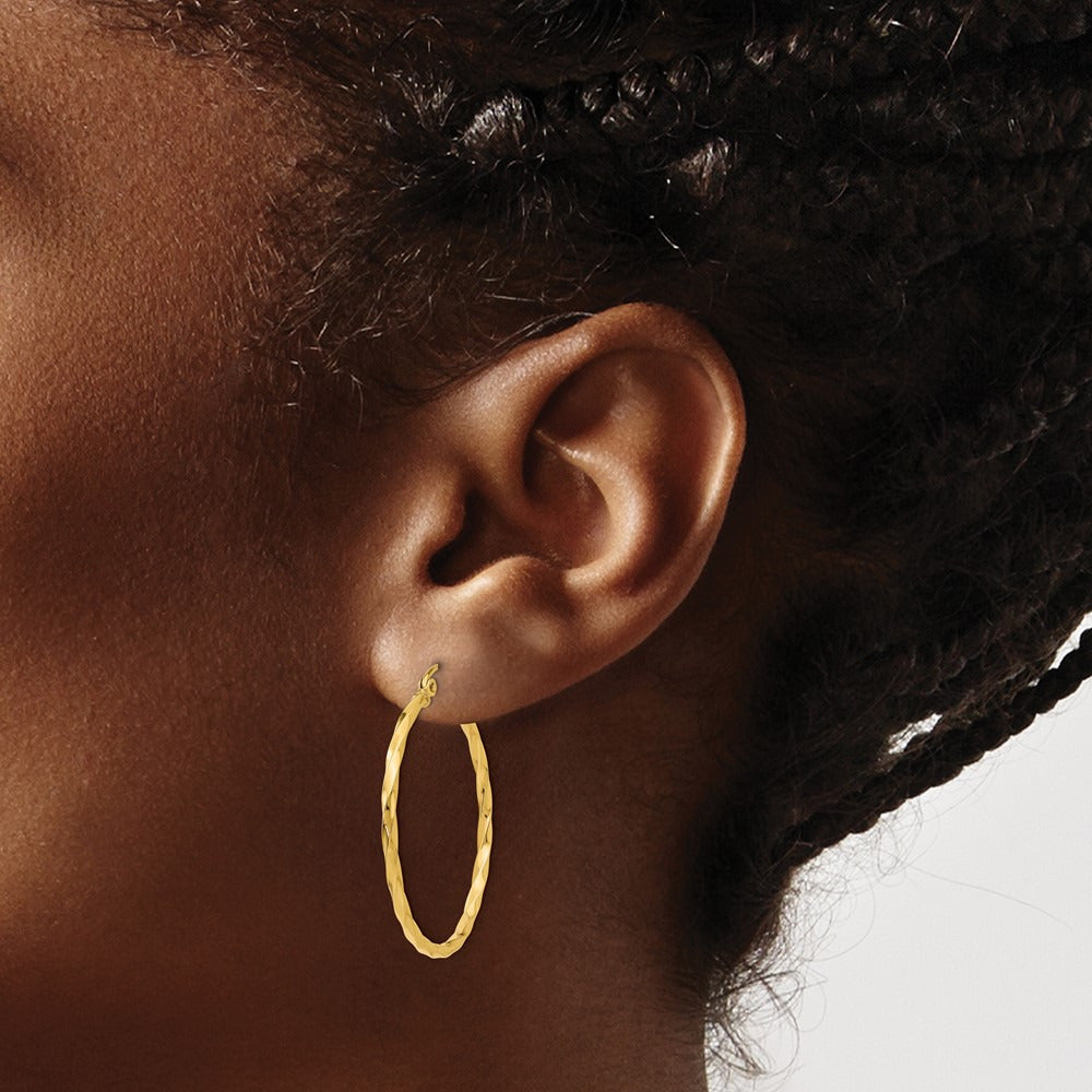 Twist Polished Hoop Earring — 26mm