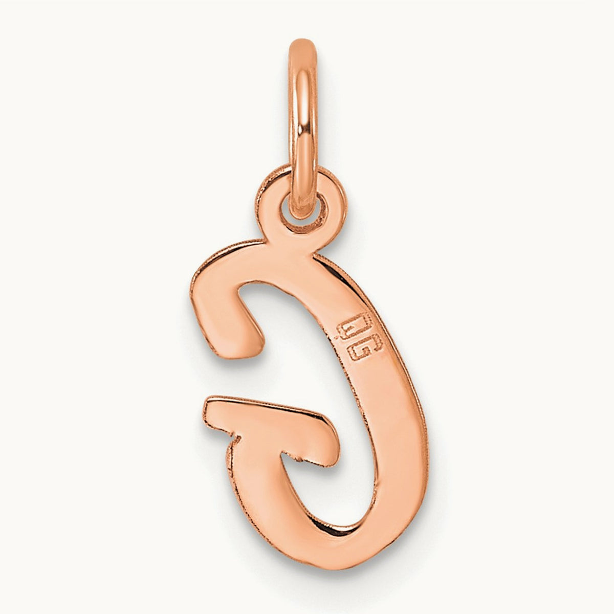 Small Script Letter G Initial Charm, 14K Rose Gold