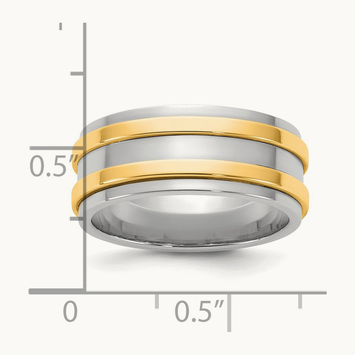 W/Y Double Banded Wedding Band, 8mm, 14K Two-tone