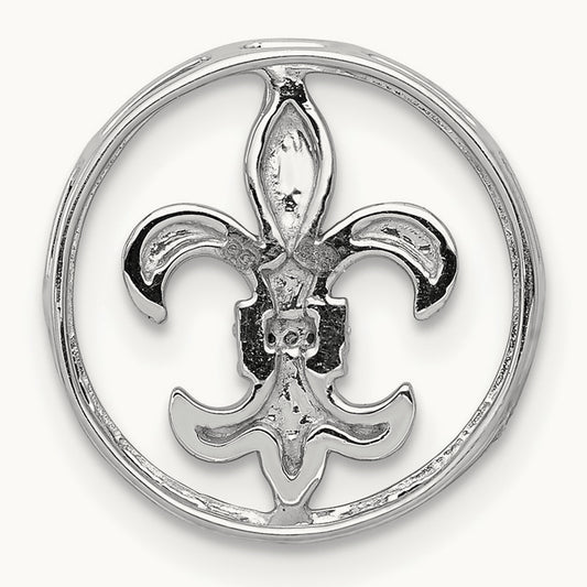 .01ct. Diamond Fleur De Lis Chain Slide, 14K White Gold