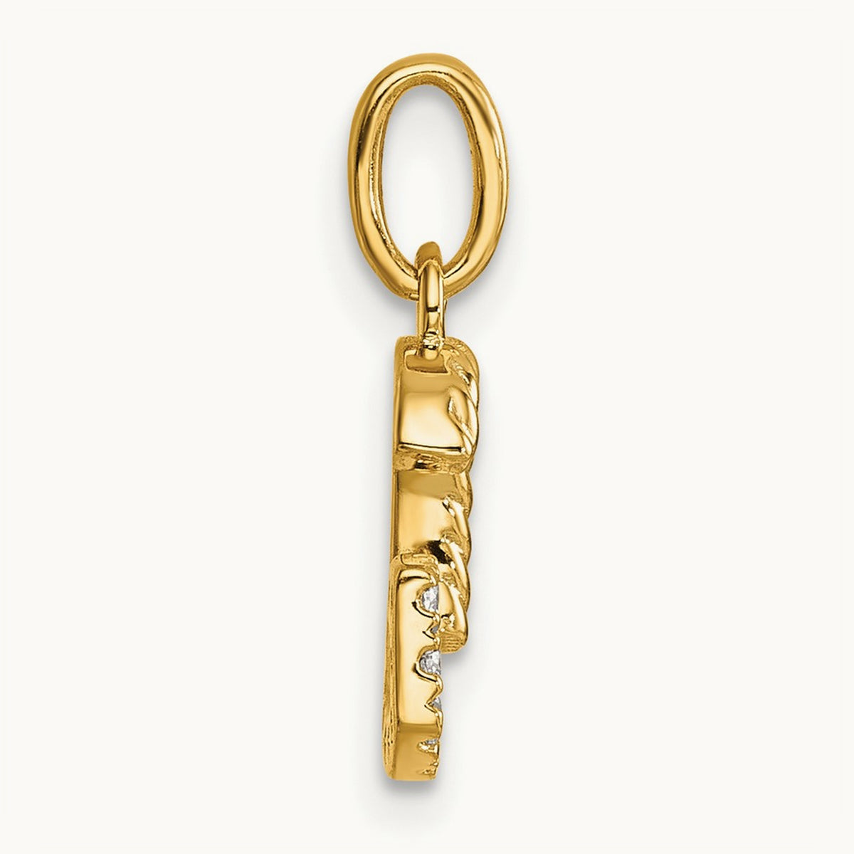 Twisted Diamond Charm — 14K Yellow Gold, G
