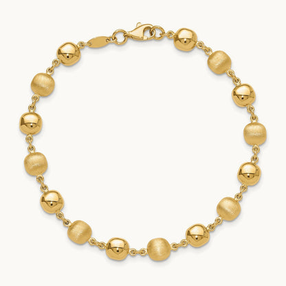 Polished and Satin Puffed Circles Bracelet, 14K