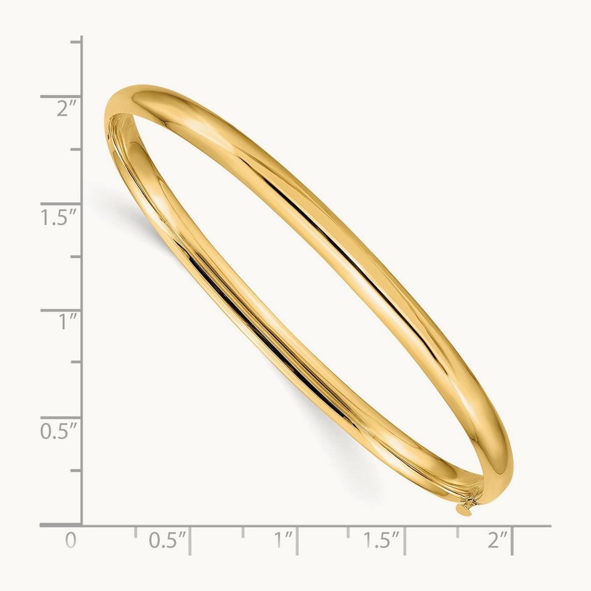 3/16 Oversize High Polished Hinged Bangle Bracelet, 14K