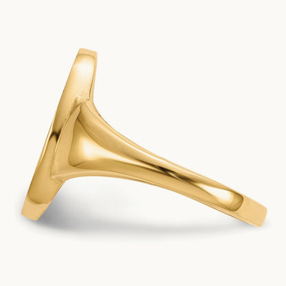 9.0x14. Closed Back Signet Ring, 5mm, 14K