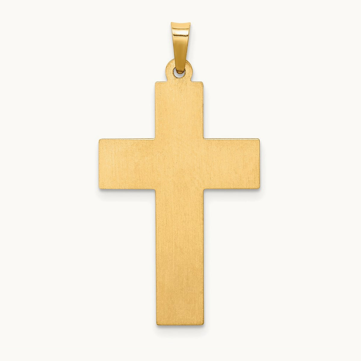 Hollow Polished Rope Edge Latin Cross, 14K
