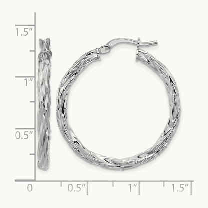 RH-plated Polished Twisted Hoop Earrings, Sterling Silver — Leslie's