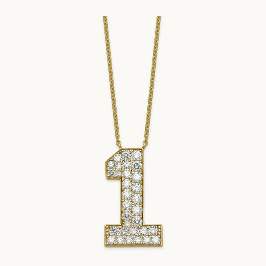 Lab Grown Diamond VS+ F+ Complete Number 1 Necklace, 14K
