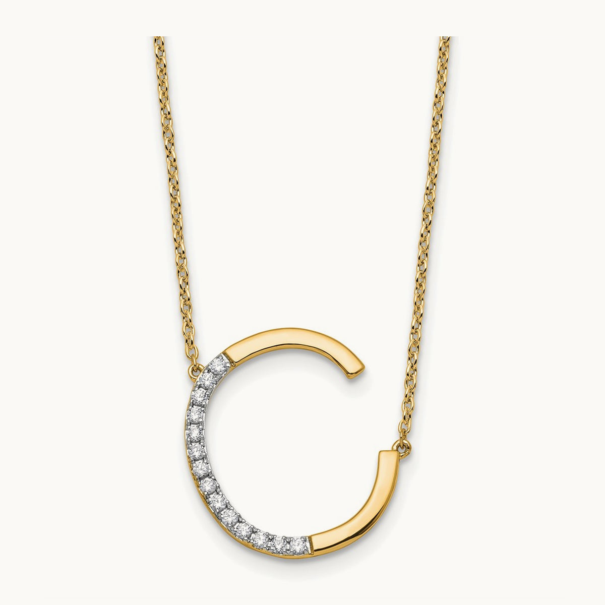 Sideways Diamond Necklace — 14K Yellow Gold, C