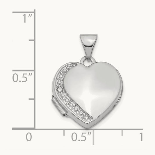 Diamond Heart Locket Pendant, 16mm, 14K White Gold