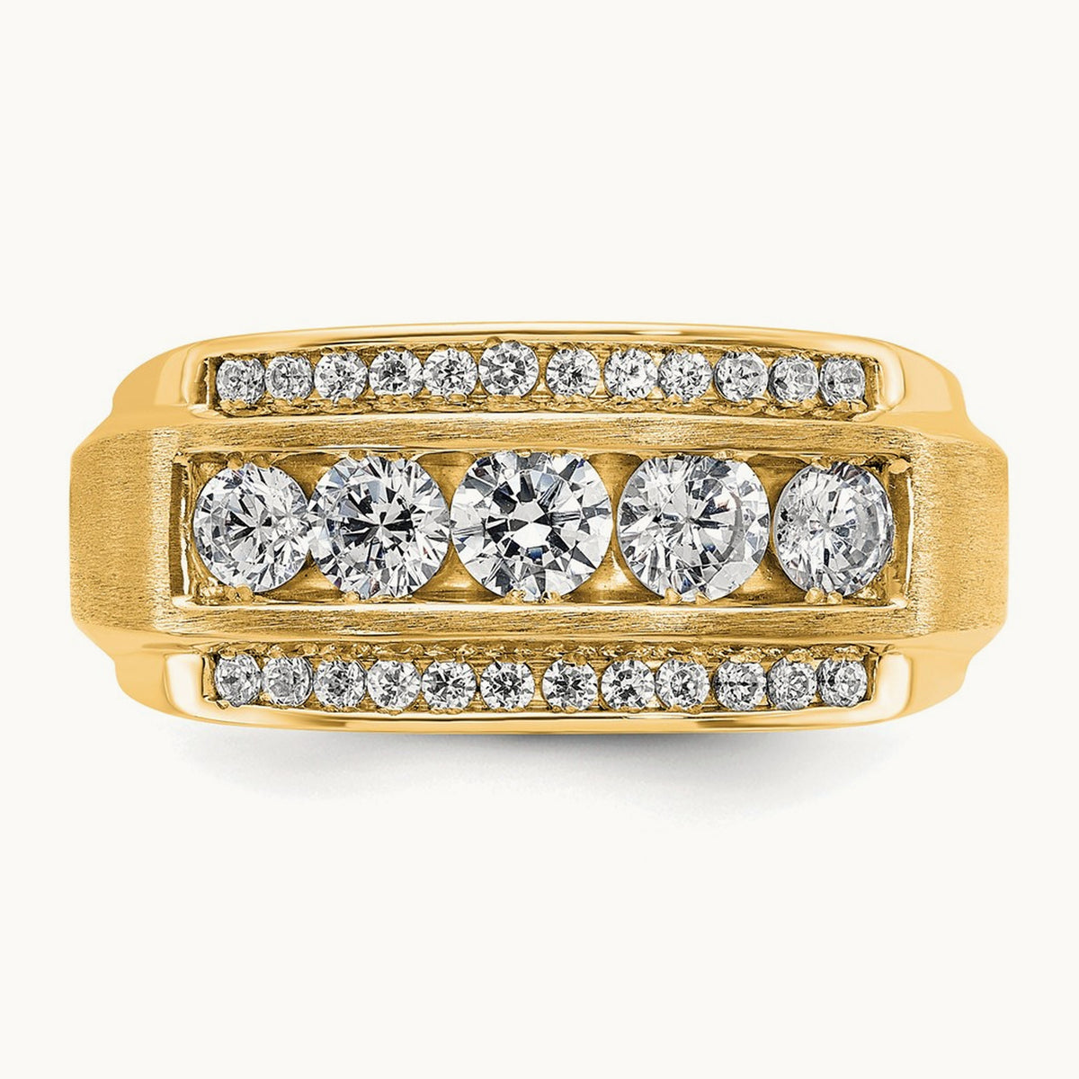 3 Row Men's Ring — 14K Yellow Gold, 10