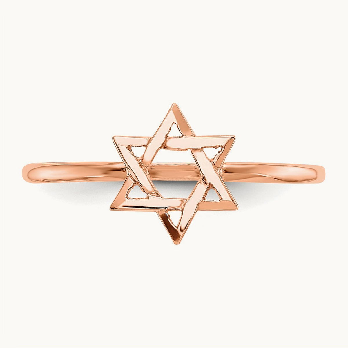 Polished Star of David Ring — 14K Rose Gold
