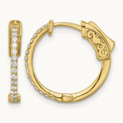 .24ct 30- Round Hoop w/ Safety Clasp Diamond Earrings, 1.2mm, 14K