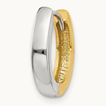 Single 14k Two-tone Round Hinged Hoop Earring