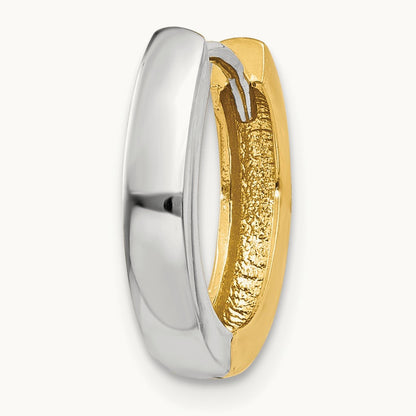 Single 14k Two-tone Round Hinged Hoop Earring