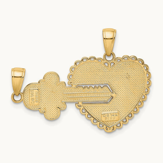 Polished 2 Piece Break Apart HE WHO HOLDS THE KEY Charms, 14K