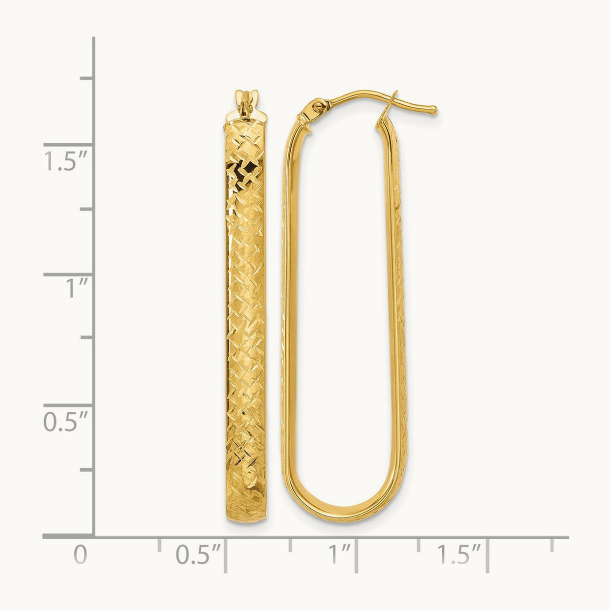 Polished and Diamond-cut Oval Hoop Earrings — Leslie's