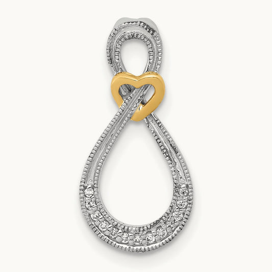 1/20ct. Diamond Infinity w/Heart Chain Slide, 14K Two-tone