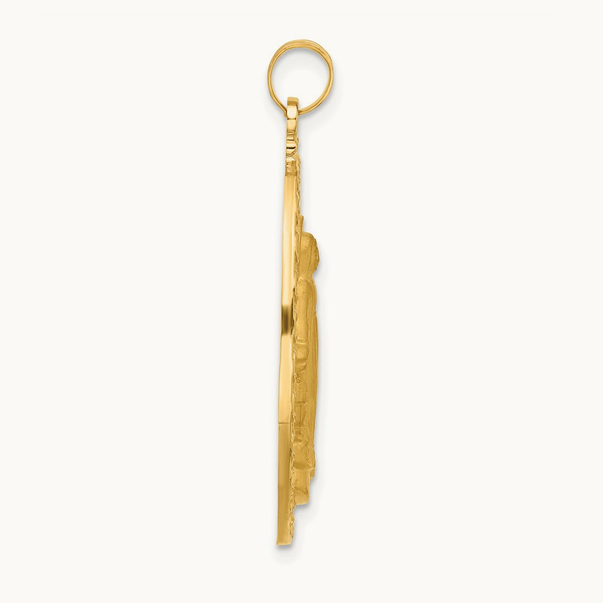 Satin and Polished Miraculous Medal Solid Oval Pendant — 36.2mm