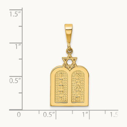 Polished 10 Commandment Tablets w/Star Of David Charm, 14K