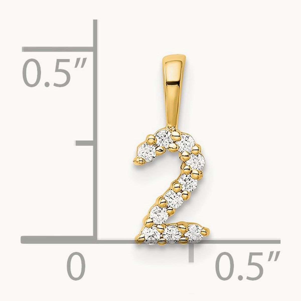 Diamond Number 2 Pendant — 14K Yellow Gold