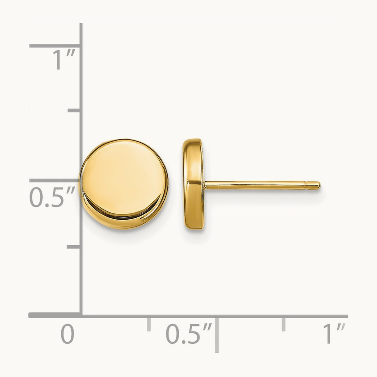 Polished Button Post Earrings — 10K Yellow Gold