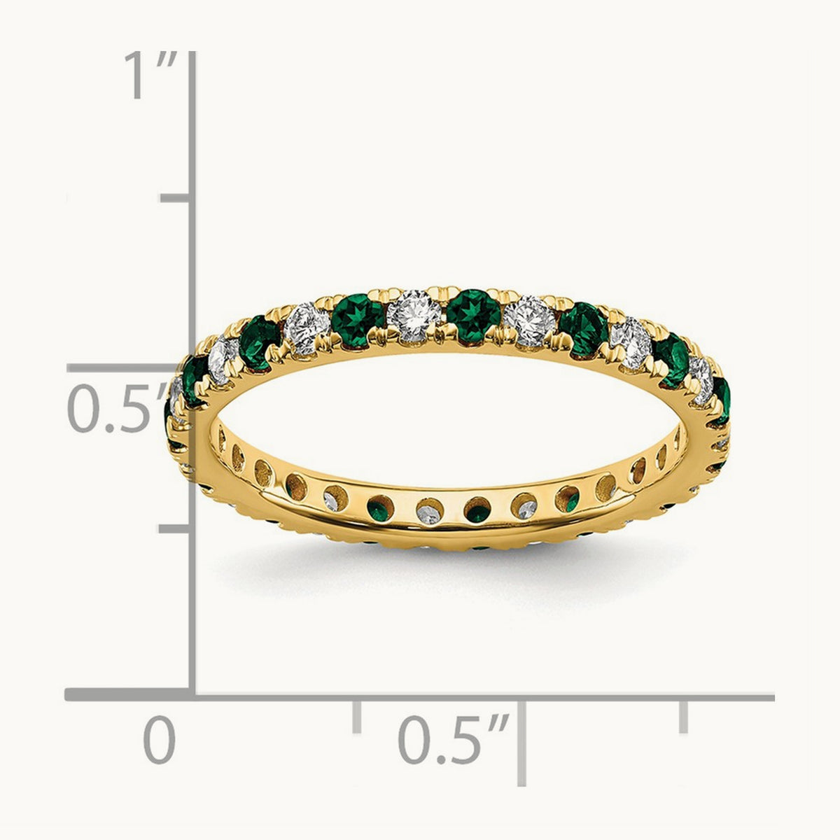 Created Emerald Eternity Band, 0.25-0.50 ct tw Lab-Grown Diamond — 14K Yellow Gold