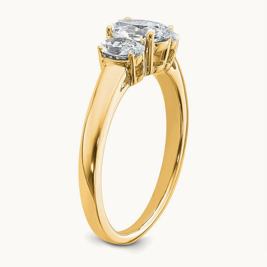 Oval 3 Stone Engagement Ring, 1.25-3.50 ct tw Lab-Grown Diamond — 1 1/3 ct, 14K Yellow Gold