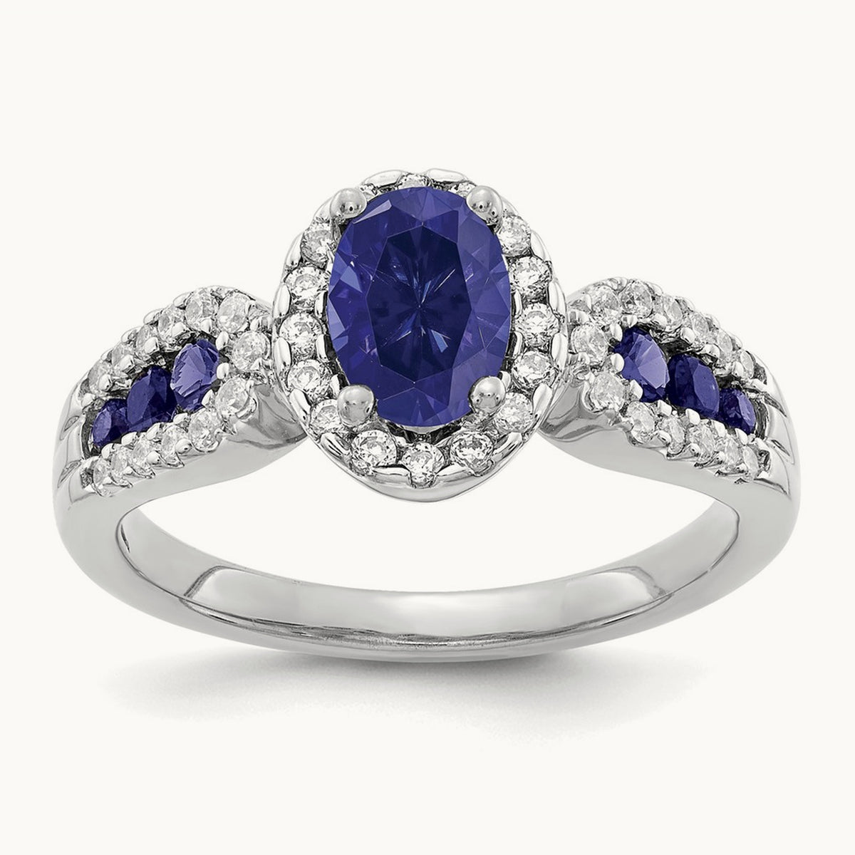 Oval Created Sapphire Ring — 7