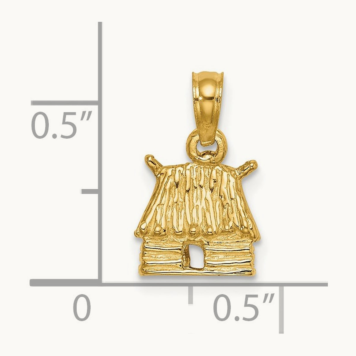 3-D Bungalow Island Hut Charm, 14K