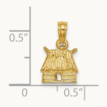 3-D Bungalow Island Hut Charm, 14K