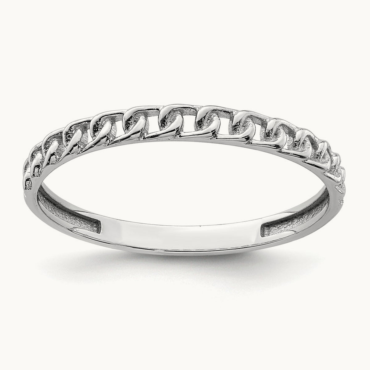 Link Design Ring — 14K White Gold, 7